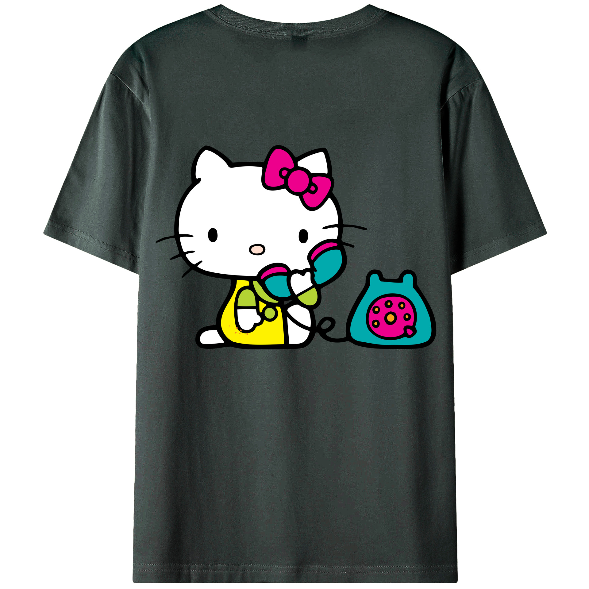 （画像用） Hello Kitty ハローキティ 綿100％ メンズ半袖Tシャツ（バックプリント） 通気性